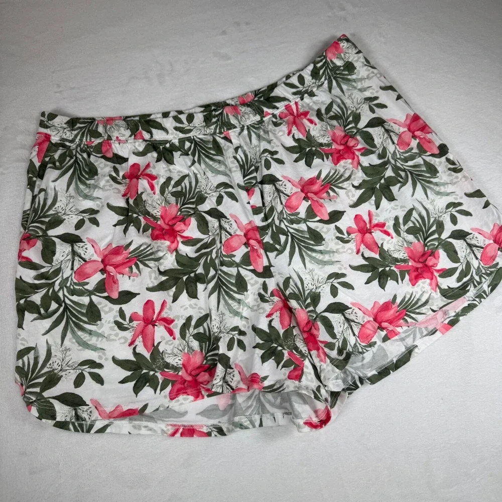 Sleep by Cacique Women's Plus‎ Size Floral Pajama Shorts 18/20 Pink Green White
